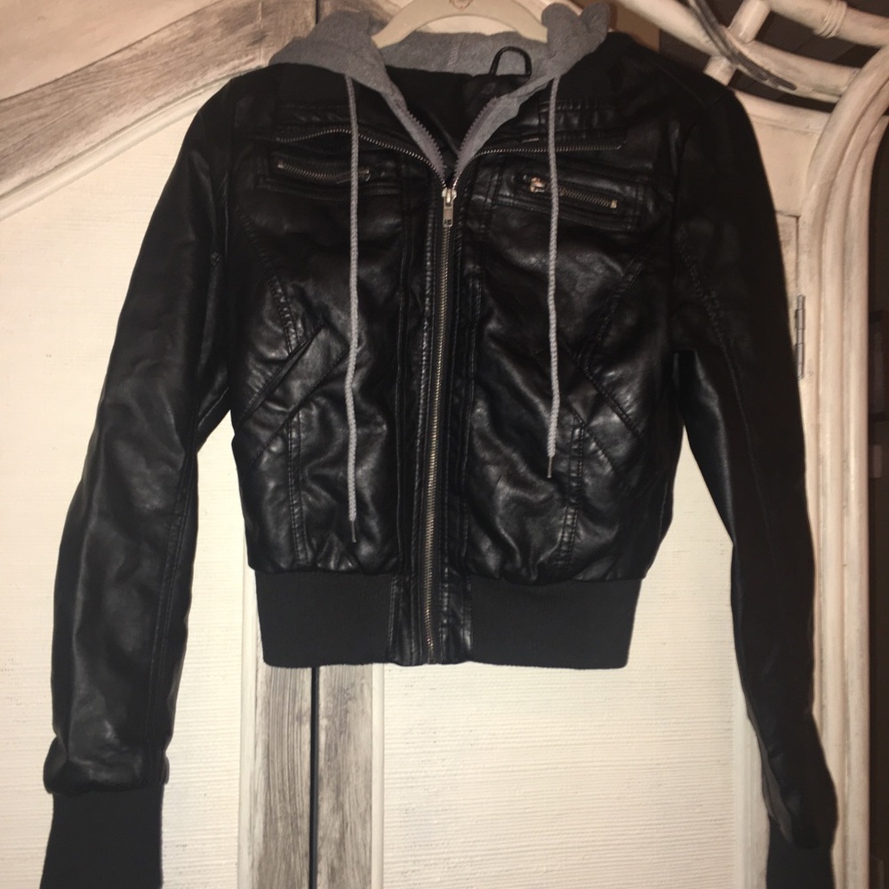 Black bomber jacket from Forever 21.